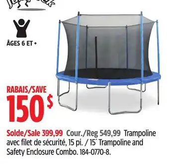 Canadian Tire 15´ Trampoline and Safety Enclosure Combo offer