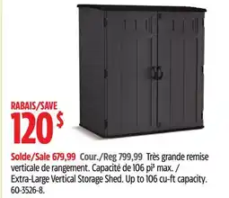 Canadian Tire Suncast Extra-Large Vertical Storage Shed offer