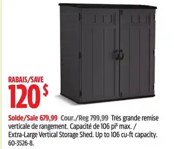 Canadian Tire Suncast Extra-Large Vertical Storage Shed offer