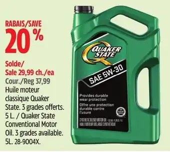 Canadian Tire QuakerState Conventional Motor Oil offer