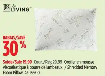 Canadian Tire For Living Shredded Memory Foam Pillow offer