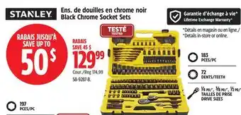 Canadian Tire Stanley Black Chrome Socket Sets offer