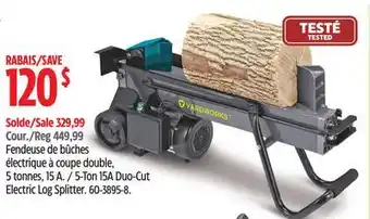 Canadian Tire Yardworks 5-Ton 15A Duo-Cut Electric Log Splitter offer