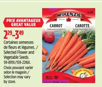 Canadian Tire Selected Flower and Vegetable Seeds offer