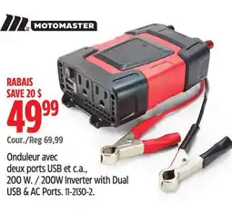 Canadian Tire Motomaster 200W Inverter with Dual USB & AC Ports offer