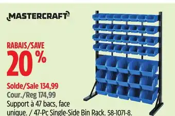 Canadian Tire Mastercraft 47-Pc Single-Side Bin Rack offer