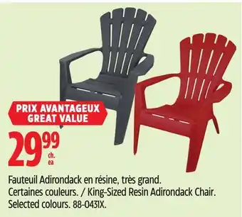 Canadian Tire FOR LIVING King-Sized Resin Adirondack Chair offer