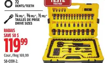 Canadian Tire Stanley 72 DENTS/TEETH DRIVE SIZES offer