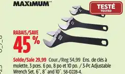 Canadian Tire MAXIMUM 3-Pc Adjustable Wrench Set offer