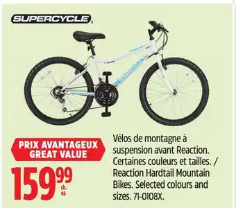 Canadian Tire Supercycle Reaction Hardtail Mountain Bikes offer