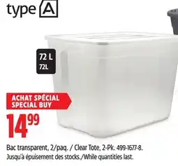 Canadian Tire TYPE A Clear Tote, 2-Pk offer