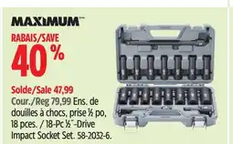 Canadian Tire MAXIMUM 18-Pc 1⁄2˝-Drive Impact Socket Set offer