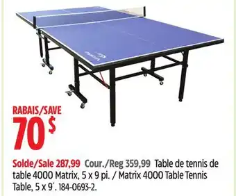 Canadian Tire Matrix 4000 Table Tennis Table offer