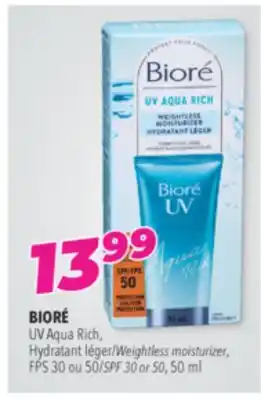 Familiprix BIORÉ, UV Aqua Rich, Weightless moisturizer, FPS 30 50/SPF 30 or 50, 50 ml offer