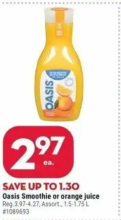 Giant Tiger Oasis Smoothie or orange juice offer