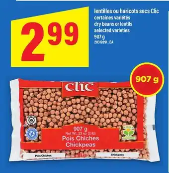 Maxi LENTILLES OU HARICOTS SECS CLIC | dry beans or lentils, 907 g offer