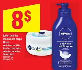 Maxi LOTION POUR LES MAINS OU LE CORPS NIVEA | hand or body lotion, 200-625 mL offer