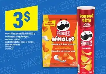 Maxi CROUSTILLES FORMAT FÊTE OU MINGLES PRINGLES | Party stack potato chips or mingles, 194/203 g, 155 g offer