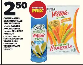 Provigo CONTENANTS DE CROUSTILLES AUX LÉGUMES, 141 G OU PAILLES AUX LÉGUMES, 120-142 G SENSIBLE PORTION offer