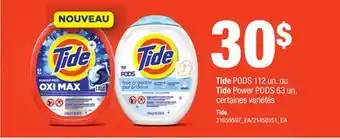 Provigo TIDE PODS 112 UN. OU, TIDE POWER PODS 63 UN offer