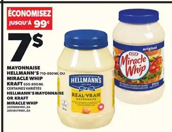 Provigo MAYONNAISE HELLMANN'S 710-890 ML OU MIRACLE WHIP KRAFT 650-890 ML offer