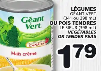 Marches Tradition GÉANT VERT (341 ou 398 mL) VEGETABLES OR TENDER PEAS offer