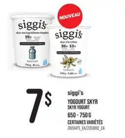 Provigo SIGGI'S YOGOURT SKYR, 650-750 G offer