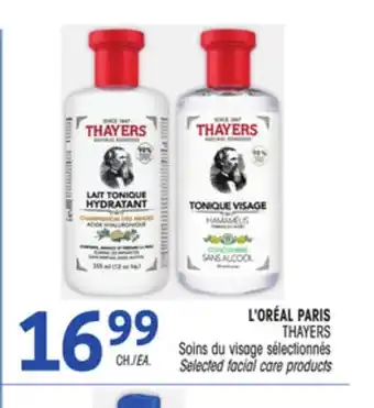 Uniprix L'ORÉAL PARIS THAYERS Soins du visage sélectionnés/Selected facial care products offer