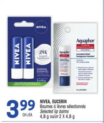 Uniprix NIVEA, EUCERIN Baumes à lèvres sélectionnés/Selected lip balms offer