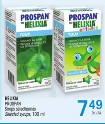 Uniprix HELIXIA PROSPAN Sirops sélectionnés / Selected syrups offer