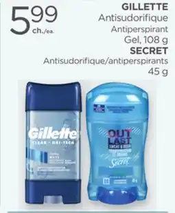 Proxim GILLETTE Antiperspirant Gel, SECRET antiperspirants offer