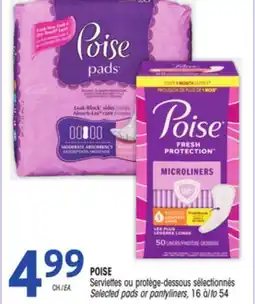 Uniprix POISE Serviettes ou protège-dessous sélectionnés/Selected pads or pantyliners offer