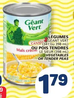 Marché Bonichoix GÉANT VERT (341 or 398 mL) OR POIS TENDRES LE SIEUR (398 mL) VEGETABLES OR TENDER PEAS offer