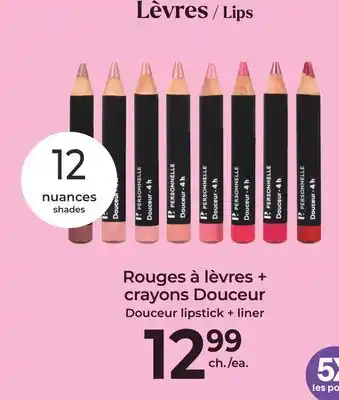 Jean Coutu crayons Douceur Douceur lipstick + liner offer