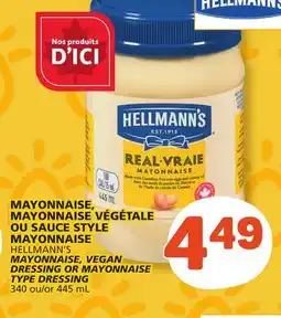 Marché Bonichoix HELLMANN'S MAYONNAISE, VEGAN DRESSING OR MAYONNAISE TYPE DRESSING offer