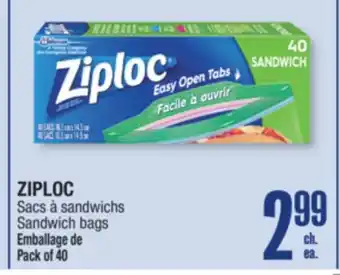 Jean Coutu ZIPLOC Sandwich bags offer