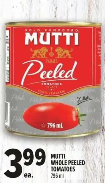 Metro Mutti whole peeled tomatoes offer