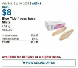 Costco Blue Tide frozen basa fillets offer