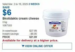 Costco Skotidakis cream cheese offer