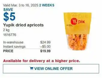 Costco Yupik dried apricots offer