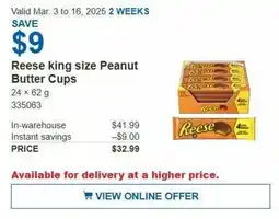 Costco Reese king size Peanut Butter Cups offer