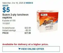 Costco Suave 2-ply luncheon napkins offer