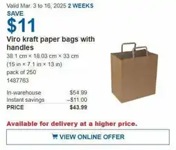 Costco Viro kraft paper bags with handles offer