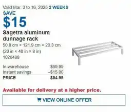 Costco Sagetra aluminum dunnage rack offer