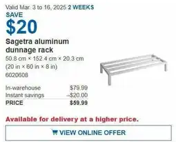 Costco Sagetra aluminum dunnage rack offer