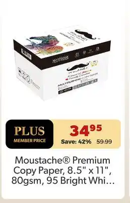 Shopper+ Moustache Premium Copy Paper, 8.5 x 11, 80gsm, 95 Bright White, 500 Sheets/Ream - 5 Ream Box offer