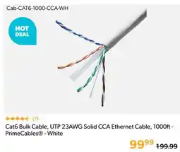 Shopper+ PrimeCables Cat6 Bulk Cable, UTP 23AWG Solid CCA Ethernet Cable, 1000ft offer