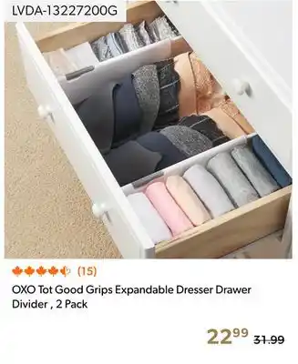 Shopper+ OXO Tot Good Grips Expandable Dresser Drawer Divider , 2 Pack offer