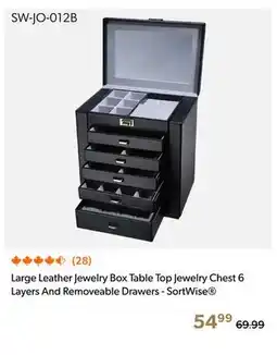 Shopper+ SortWise Large Leather Jewelry Box Table Top Jewelry Chest 6 Layers And Removeable Drawers offer