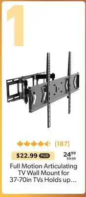 Shopper+ Full Motion Articulating TV Wall Mount for 37-70in TVs Holds up to 88lbs - PrimeCables offer